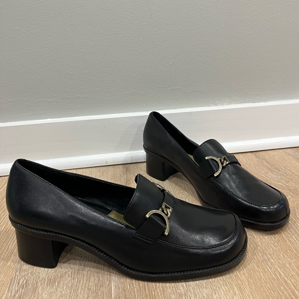A2 by AEROSOLES vintage black chunky heeled loafers size 9 platform loafers